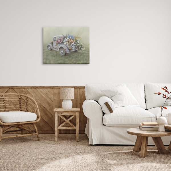 Farmhouse Flower Buggy Canvas Art Print, 24x30 in.