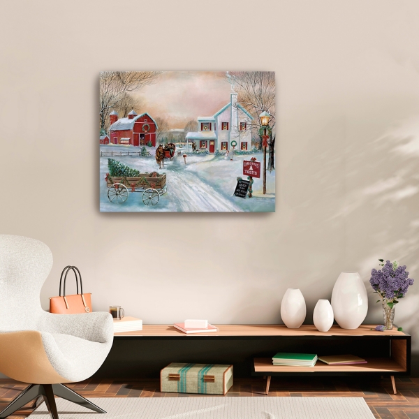 Snowy Christmas Tree Farm Canvas Art Print