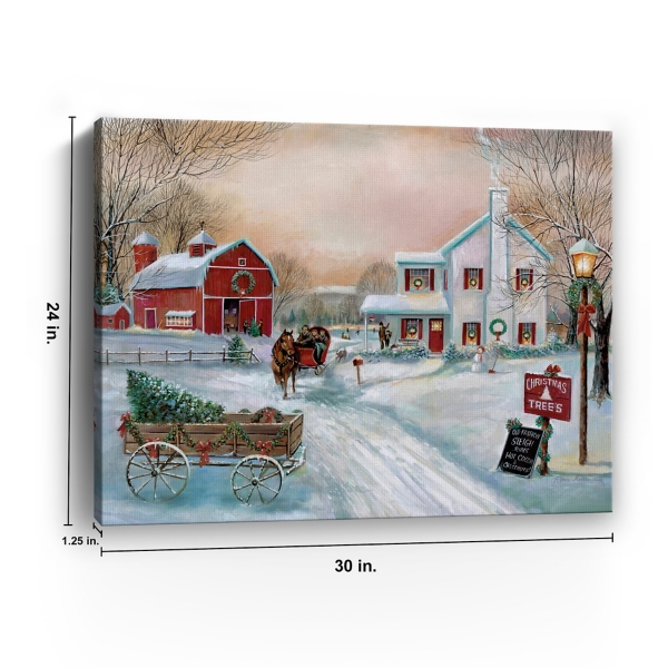 Snowy Christmas Tree Farm Canvas Art Print