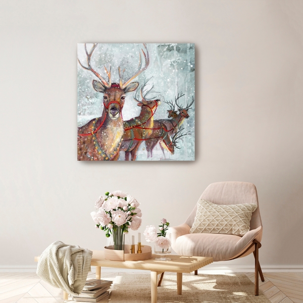 Reindeer Friends Canvas Art Print