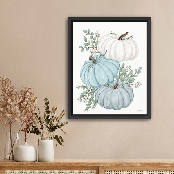 Blue Pumpkin Trio Framed Canvas Print, 18x22 in.