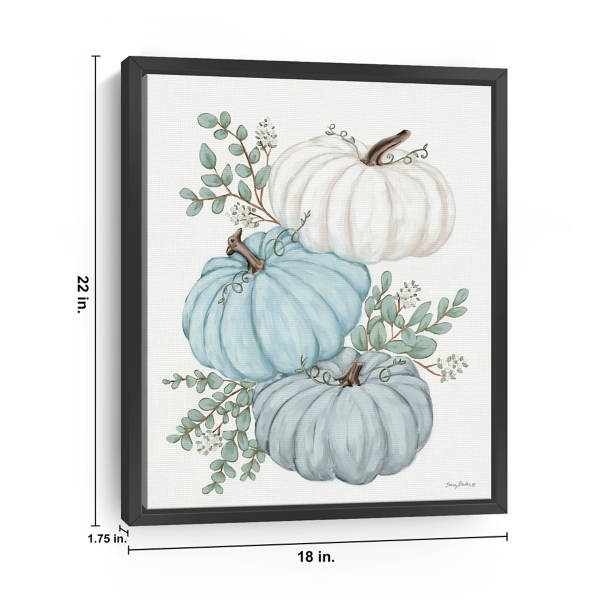 Blue Pumpkin Trio Framed Canvas Print, 18x22 in.