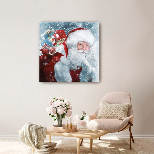 Santa Gifts & Snowflakes Canvas Print, 30x30 in.
