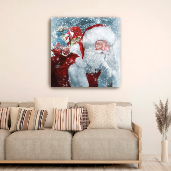 Santa Gifts & Snowflakes Canvas Print, 40x40 in.