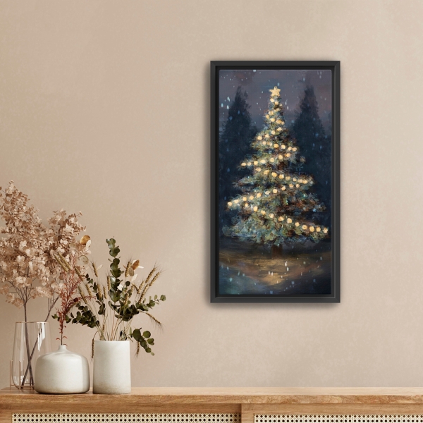Dreamy Christmas Tree Framed Canvas Art, 12x22 in.