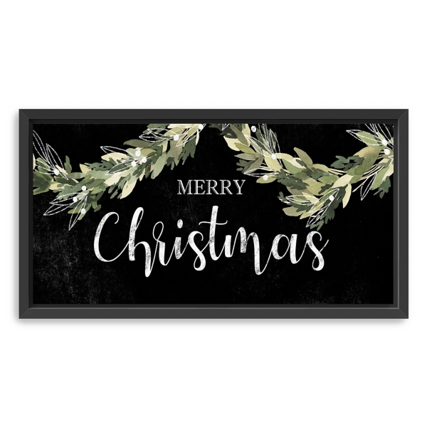 Merry Christmas Swag Framed Canvas Art Print