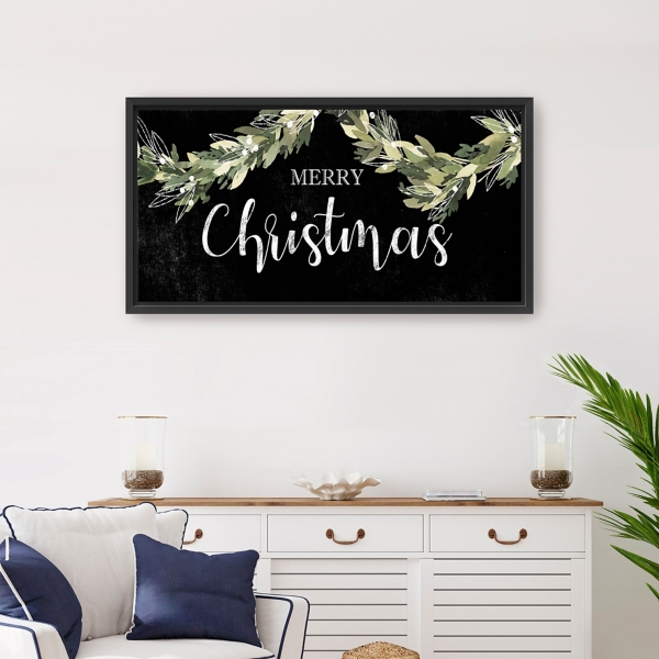 Merry Christmas Swag Framed Canvas Art Print