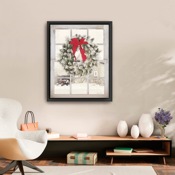 Winter Window View Framed Canvas Art Print