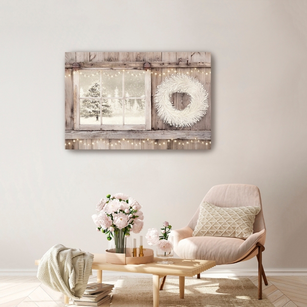 Snowy Barn View Canvas Art Print