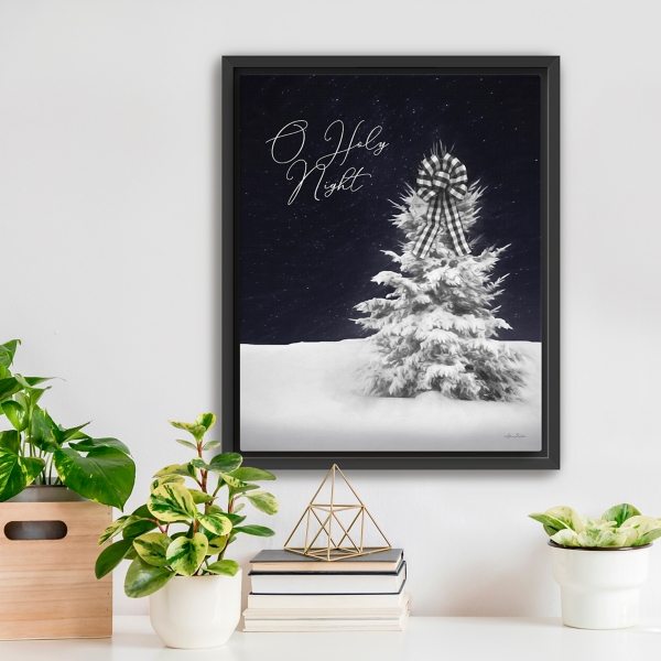 Black & White O Holy Night Framed Canvas Art Print