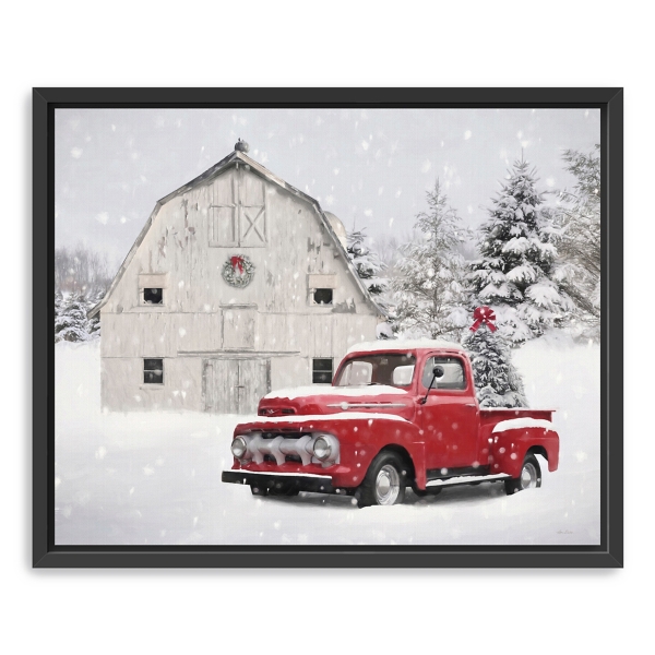 Christmas Tree Barn Framed Canvas Art Print