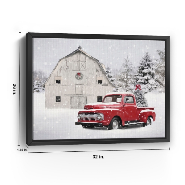 Christmas Tree Barn Framed Canvas Art Print