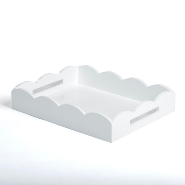 White Wood Scalloped Decorative Tray Kirklands Home