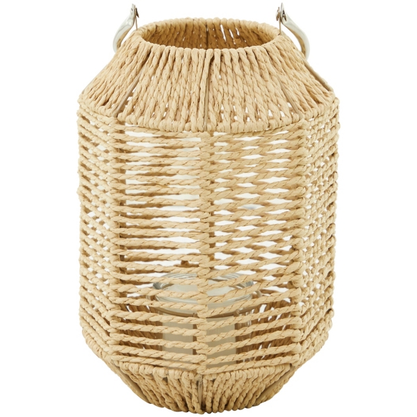 Natural Woven Lantern with Glass Holder, 12in.