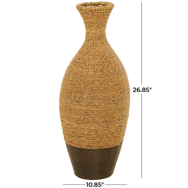 Two-Toned Natural Seagrass Floor Vase