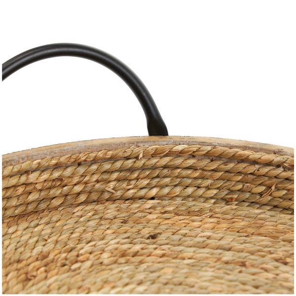 Black and Natural Wood Decorative Trays, Set of 2