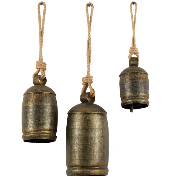 Bronze Metal Hanging Bells, Set of 3