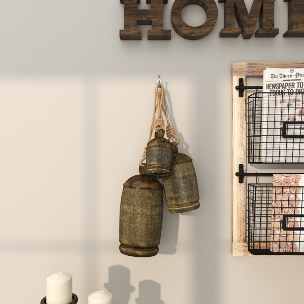 Bronze Metal Hanging Bells, Set of 3