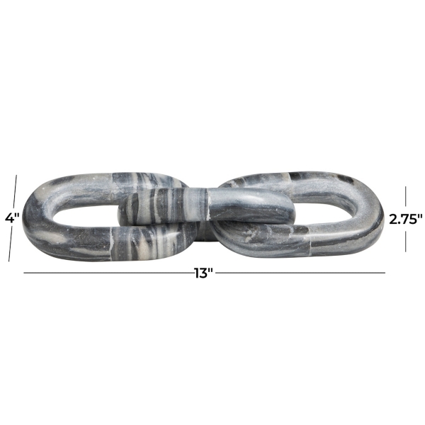 Gray Marble 3-Link Chain Sculpture