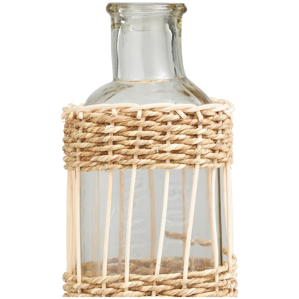 Handmade Glass and Rattan Woven Vase, 15 in.