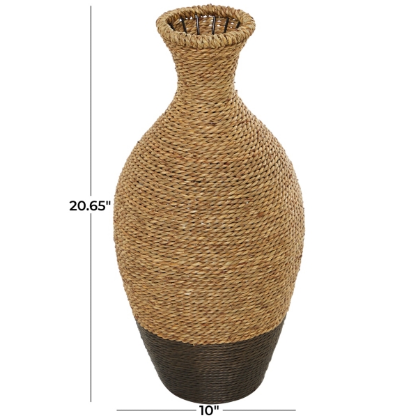 Two-Toned Natural Seagrass Floor Vase, 21 in.