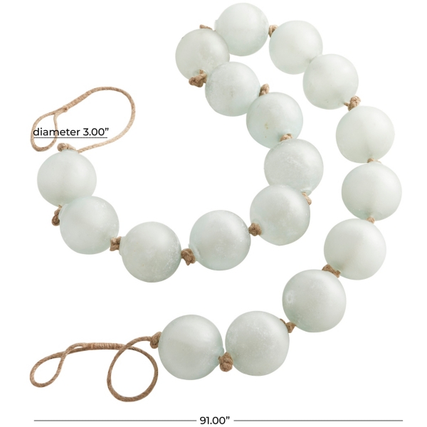 Frosted Light Teal Glass Bead Garland