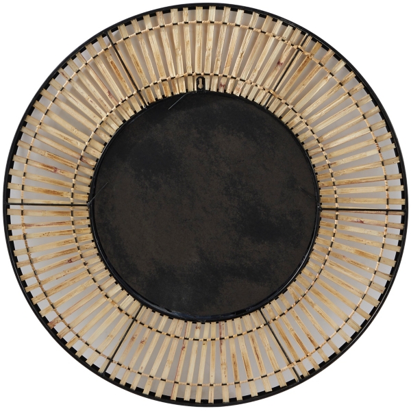 Natural Round Slatted Frame Wall Mirror