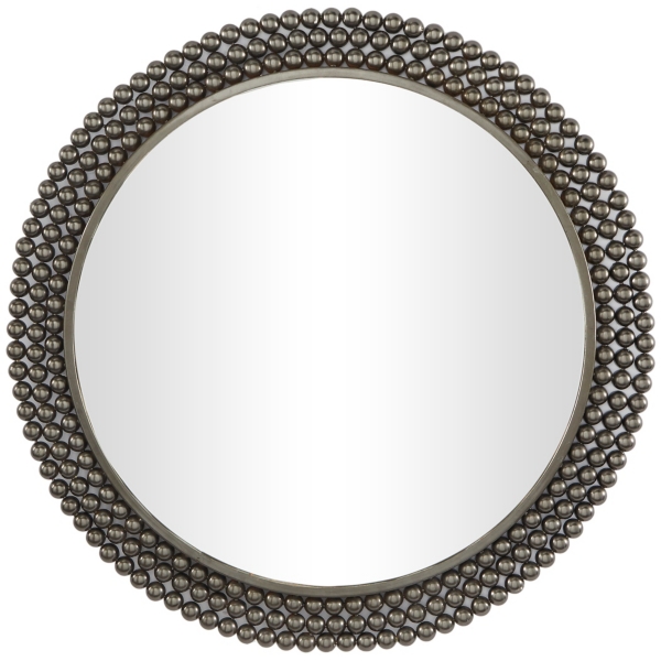 Black Metal Tiered Bead Frame Wall Mirror
