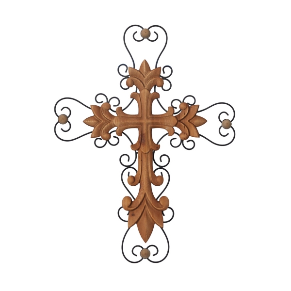 Wood and Metal Intricate Cross Wall Plaque Kirklands Home