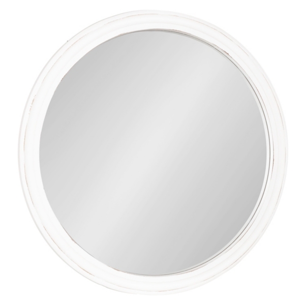 White Wood Round Mansel Mirror
