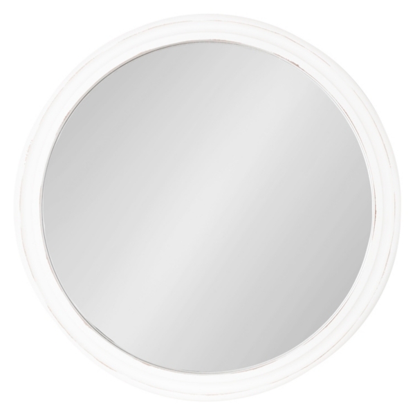 White Wood Round Mansel Mirror