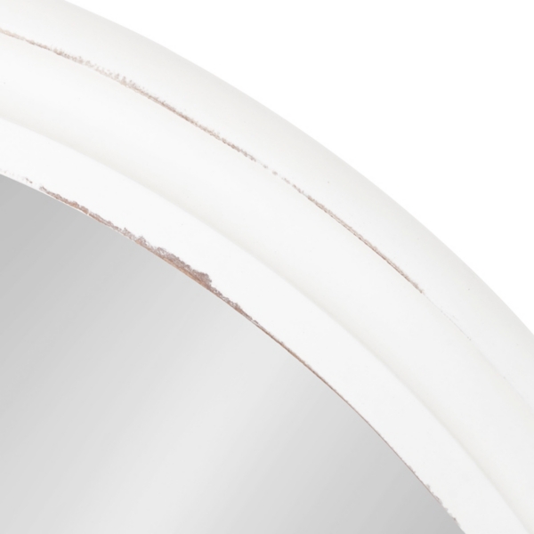 White Wood Round Mansel Mirror