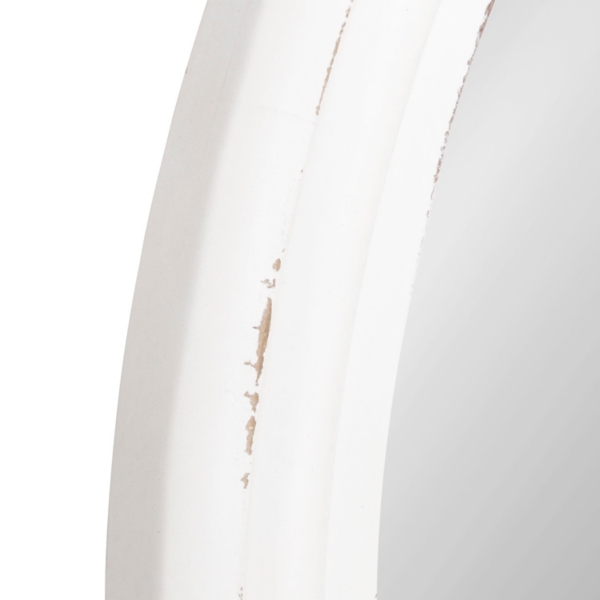 White Wood Round Mansel Mirror