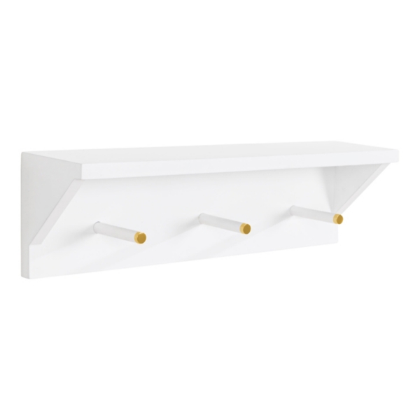 White Wood Adelyn Shelf with Hooks Kirklands Home