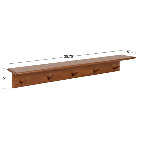 Walnut Wood Alia Shelf with Hooks