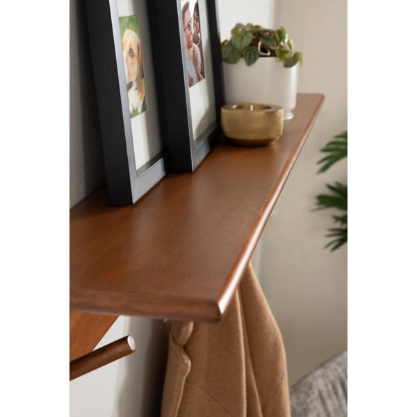Walnut Wood Alia Shelf with Hooks