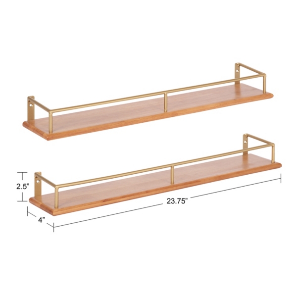 Natural & Gold Rectangle Cameron Shelves, Set of 2