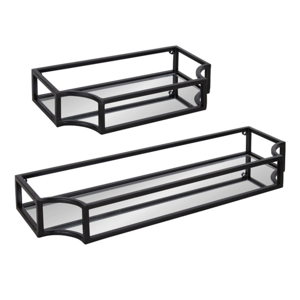 Black Metal & Glass Scalloped Shelves, Set of 2 Kirklands Home