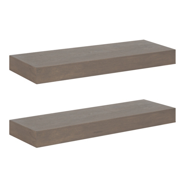 Dark Brown Wood Floating Shelves, Set of 2