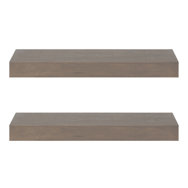 Dark Brown Wood Floating Shelves, Set of 2