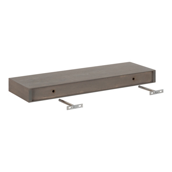 Dark Brown Wood Floating Shelves, Set of 2