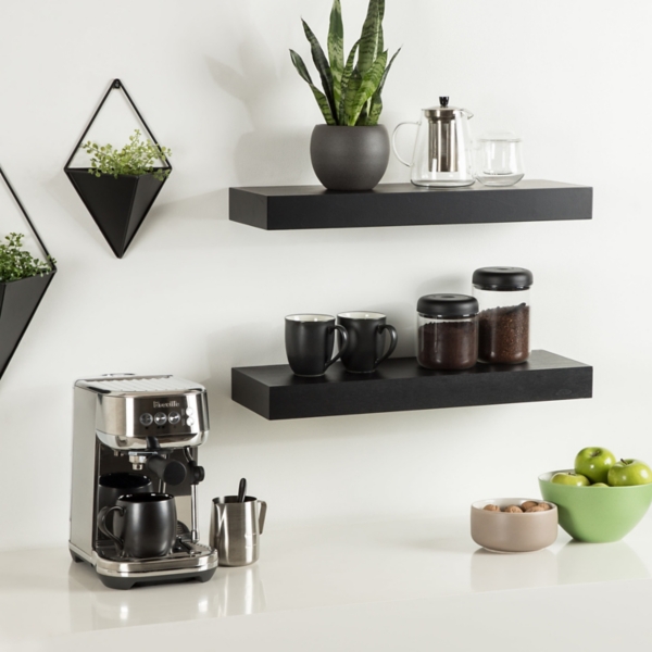 Black Wood 2-pc. Floating Shelves, 24 in.