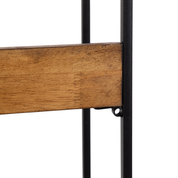 Black Metal & Rustic Wood Tiered Wall Shelf