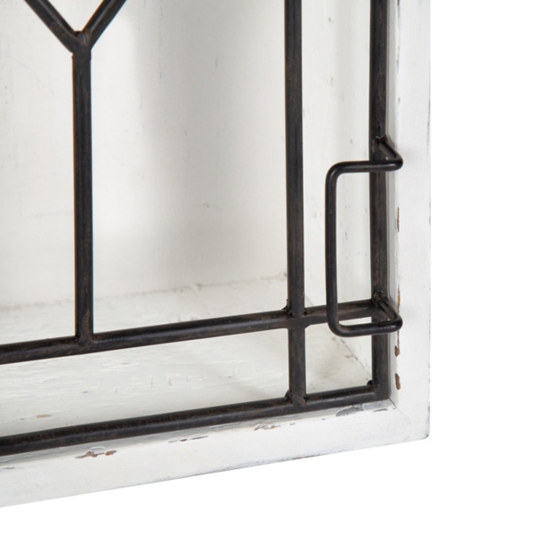 Farmhouse Chic White Wood & Iron Wall Cabinet
