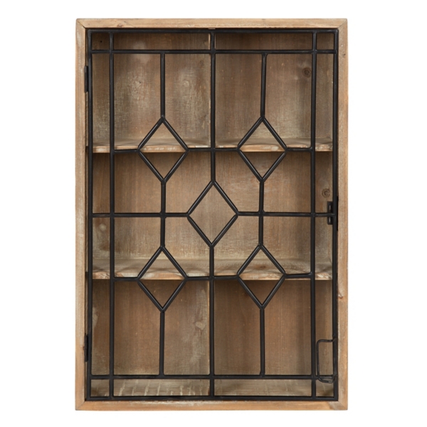 Farmhouse Chic Rustic Wood & Iron Wall Cabinet