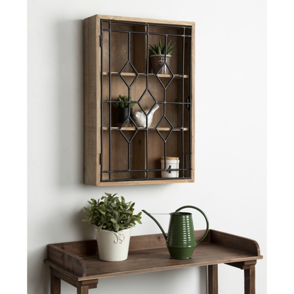 Farmhouse Chic Rustic Wood & Iron Wall Cabinet