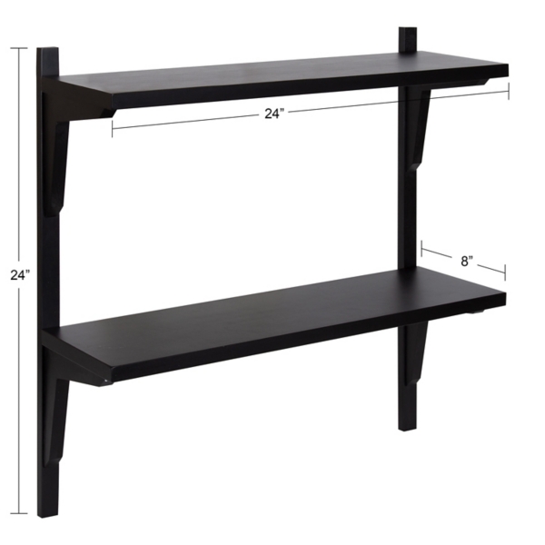 Black Traditional Two-Tiered Wall Shelf