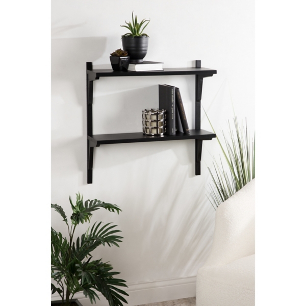 Black Traditional Two-Tiered Wall Shelf