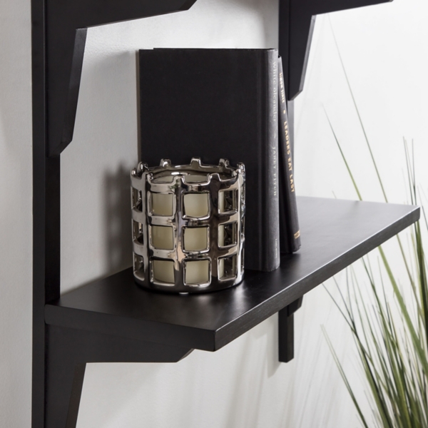 Black Traditional Two-Tiered Wall Shelf