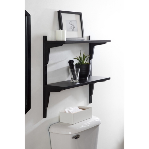 Black Traditional Two-Tiered Wall Shelf